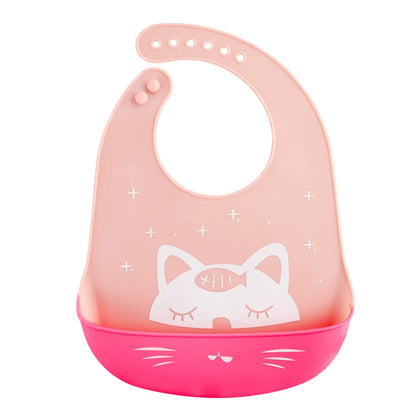 Waterproof Baby Bibs with Adorable Cartoon Dinosaur Print – Adjustable, Soft Silicone Material for Mess-Free Toddler Feeding