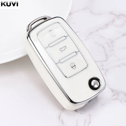 ABS Carbon Car Key Case Cover for VW Volkswagen Polo Tiguan Passat B5 B6 B7 Golf 4 5 6 MK6 Jetta Lavida Skoda Octavia Seat Leon