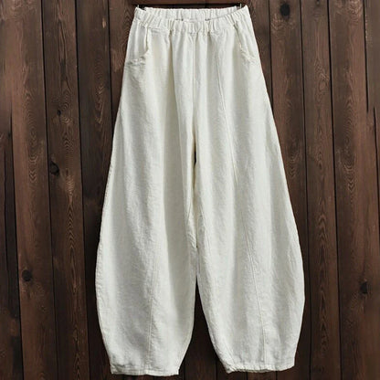 Women's Vintage Cotton Linen Wide Leg Bloomers