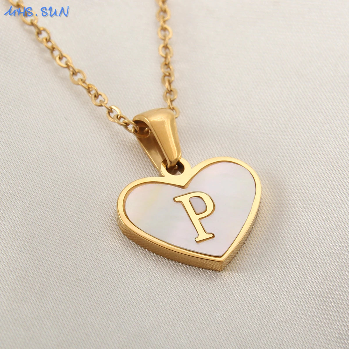 Heart Shell Initial Necklace