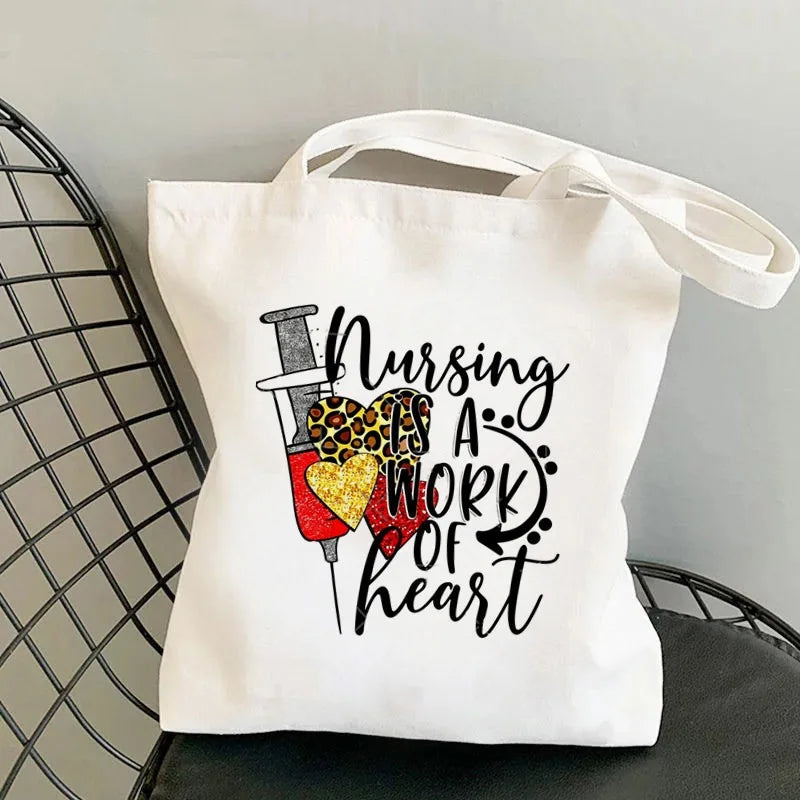 Nursing Essentials Women Shoulder Bag Harajuku Resuable Shopping Bags Lady Canvas Tote Handbag Eco Large Capacity Girls Handbags
