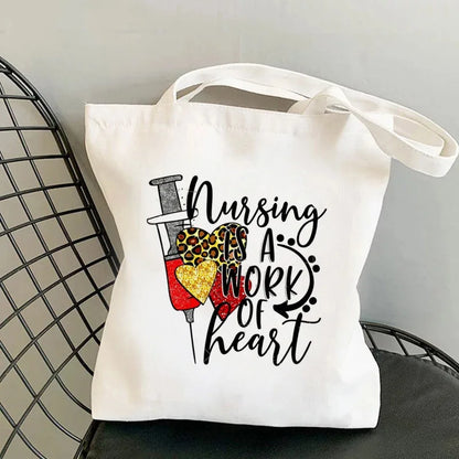 Nursing Essentials Women Shoulder Bag Harajuku Resuable Shopping Bags Lady Canvas Tote Handbag Eco Large Capacity Girls Handbags