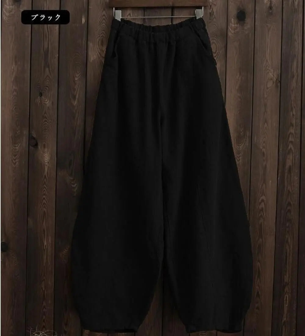 Women's Vintage Cotton Linen Wide Leg Bloomers