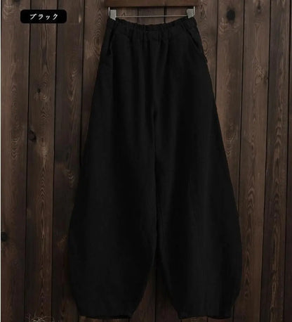 Women's Vintage Cotton Linen Wide Leg Bloomers