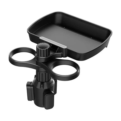 360° Rotating Car Seat Dual Cup Holder with Snack Tray
