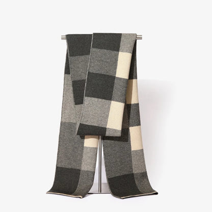 High Quality Wool Blend Scarf Men Thick Versatile Stripe Cashmere Muffler