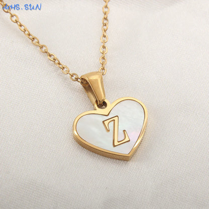 Heart Shell Initial Necklace