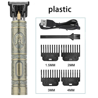 Vintage T9 Electric Hair Cutting Machine Hair Clipper Professional Men Shaver Rechargeable Barber Trimmer for Men Dragon Buddha [HAI]