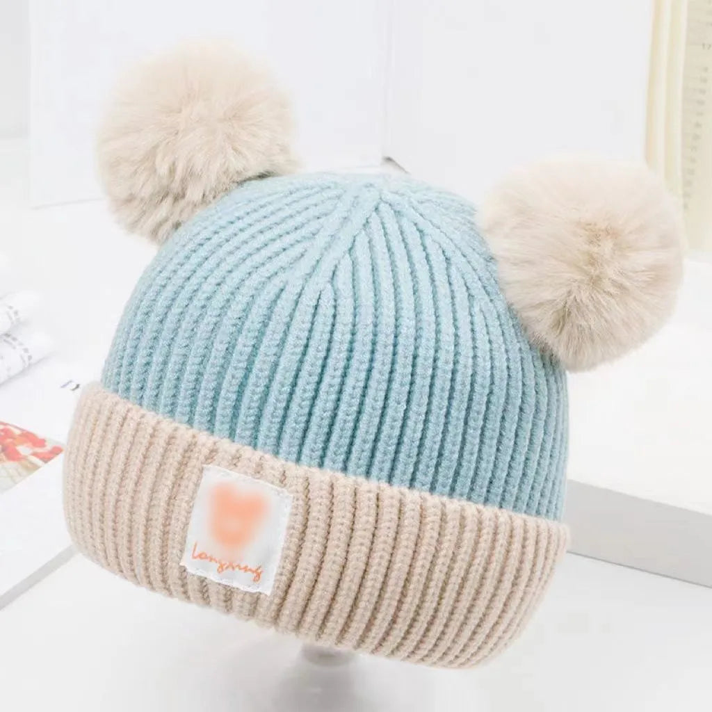 1Set Baby Hat Scarf Set Knitted Winter Hat Infant Toddler 1-5Y