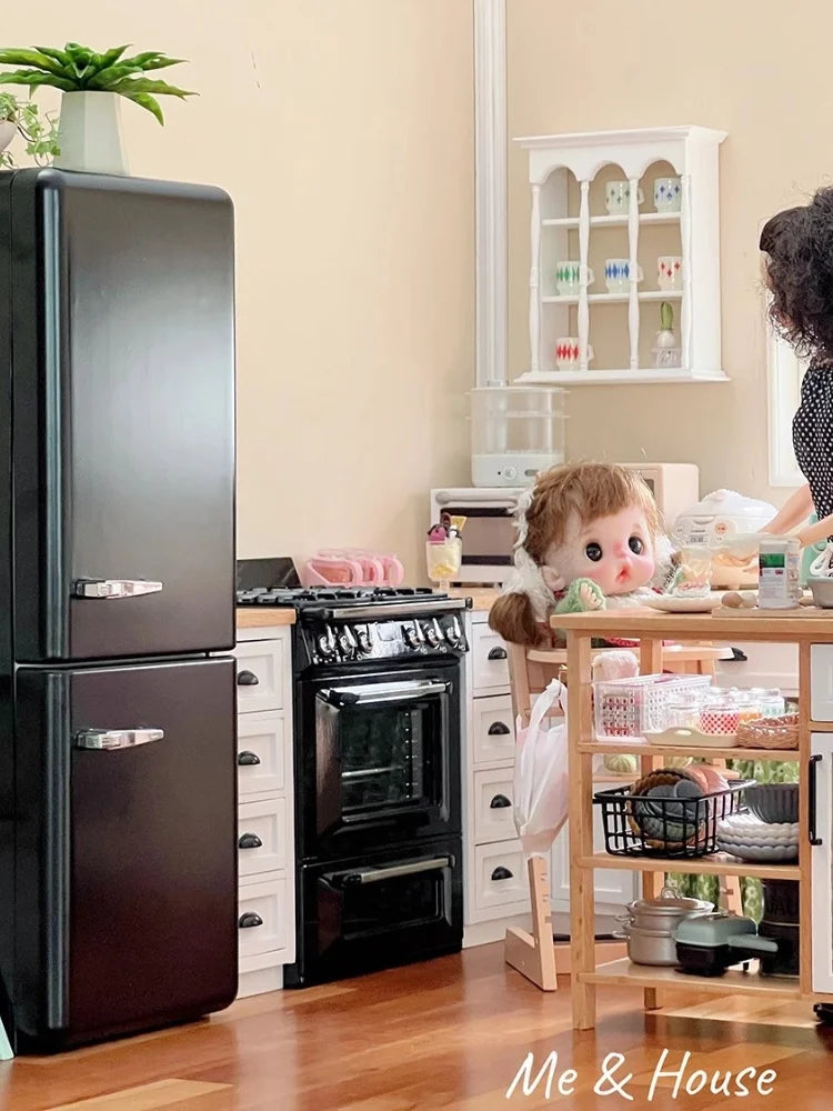 1:6 Doll House Mini Model Furniture Accessories Double Door Refrigerator Freezer Bjd Ob11 Gsc Blyth Soldier Lol Scene Shoot Prop