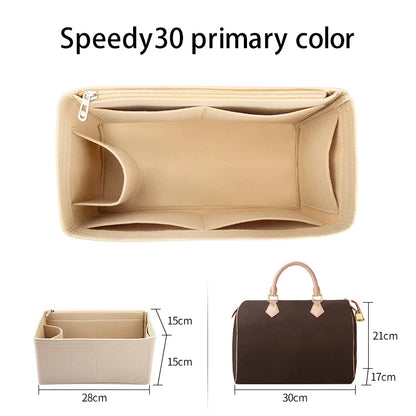 WUTA Felt Insert Bag Organizer For LV Speedy 20 25 30 35 Flap Handbag Inner Bag Makeup Travel Purse Storage Tote Bag Accessories