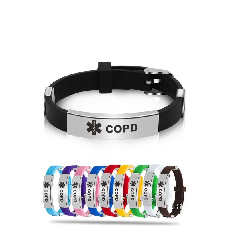 Type 1 Diabetes Medical Alert ID Bracelets for Men Woman Kids Adjustable Silicone Bangles ICE SOS Jewelry
