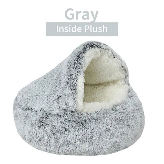 Soft Plush Round Cat Bed Pet Mattress Warm Comfortable Basket Cat Dog 2 in 1 Sleeping Bag Nest for Small Dogs