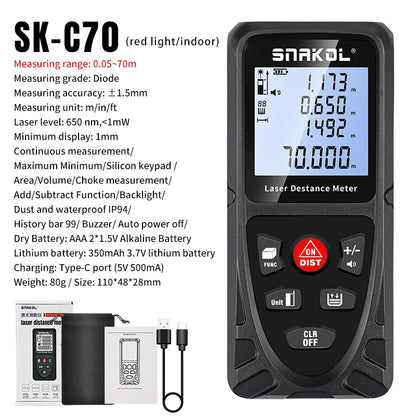 Snakol Laser Distance Meter 50m 70m 100m 120m Rangefinder Profesional Range Finder Digital Tape Measure Ruler Test Tools