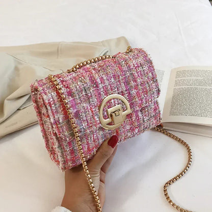 JBTP New Woven Tweed Bag Women's  Luxury Designer Handbag High Quality Brand Purse for Ladies