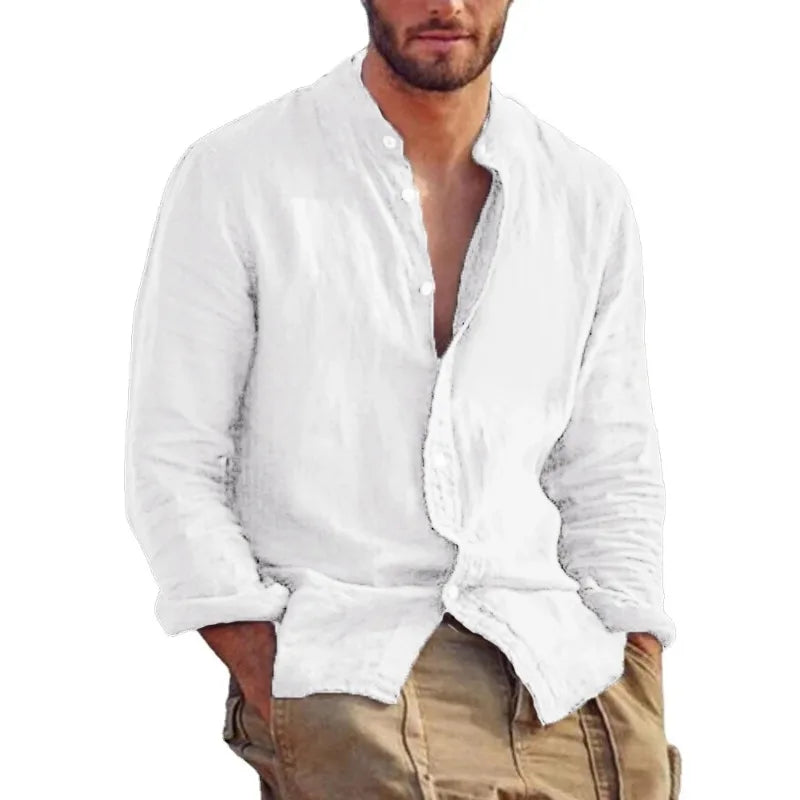 Men’s Casual Linen Shirt – Long Sleeve Button-Down with Relaxed Fit