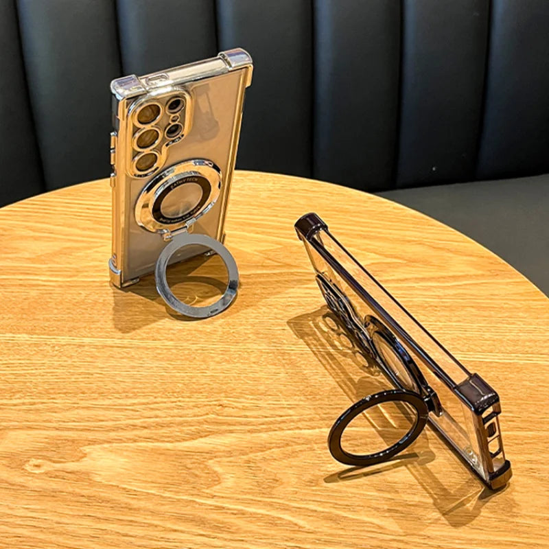 Shockproof magnetic case for Samsung Galaxy with clear lens cover