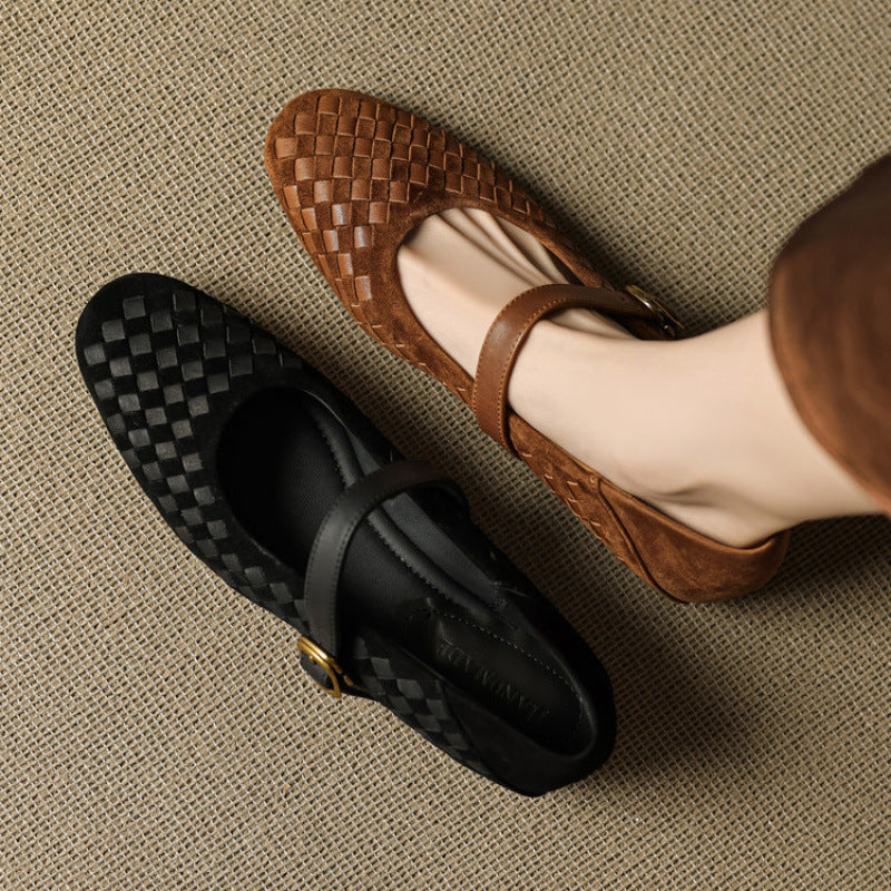 Sheepskin Mary Jane Flats