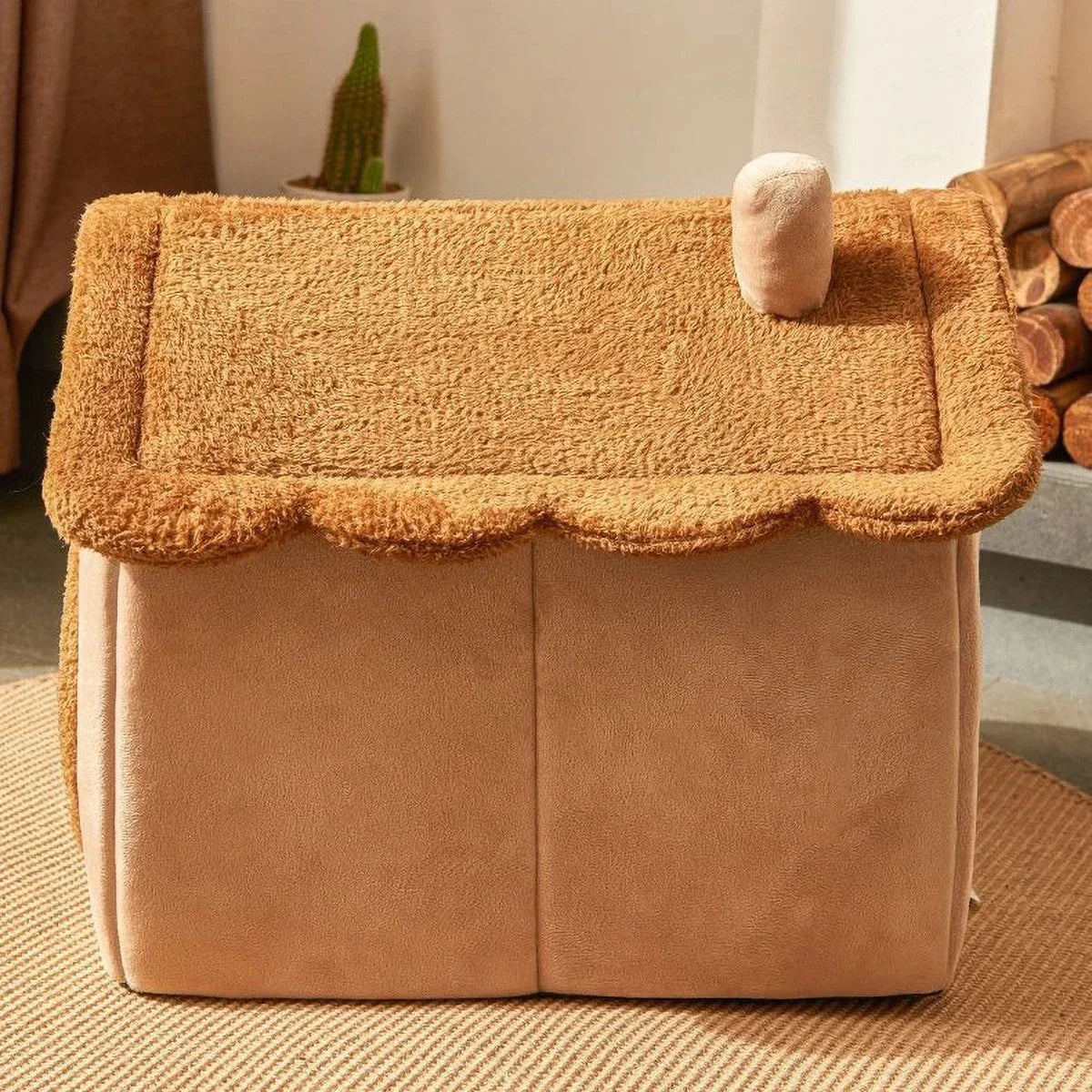 Soft and cozy cartoon house pet bed perfect for indoor dogs and cats