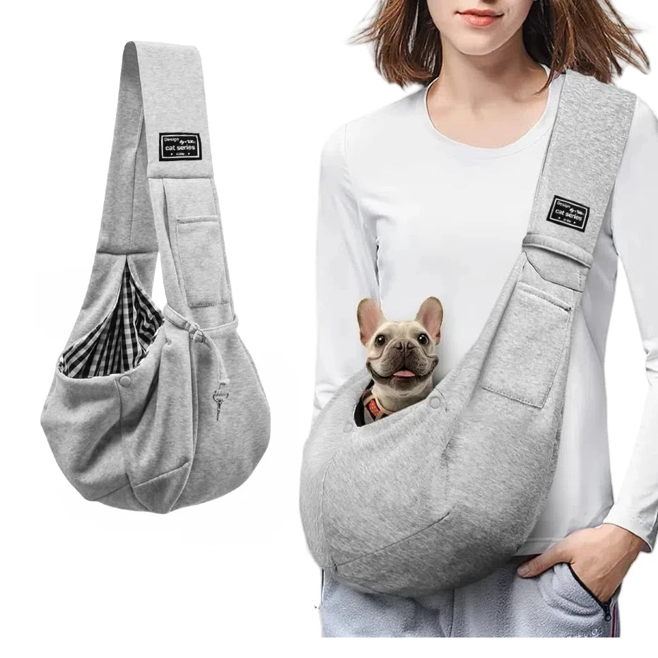 Soft pet sling carrier for small dogs and cats – hands-free and cozy