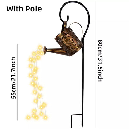 Solar powered watering can used for automatic watering of garden plants
