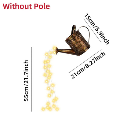 Solar powered watering can used for automatic watering of garden plants