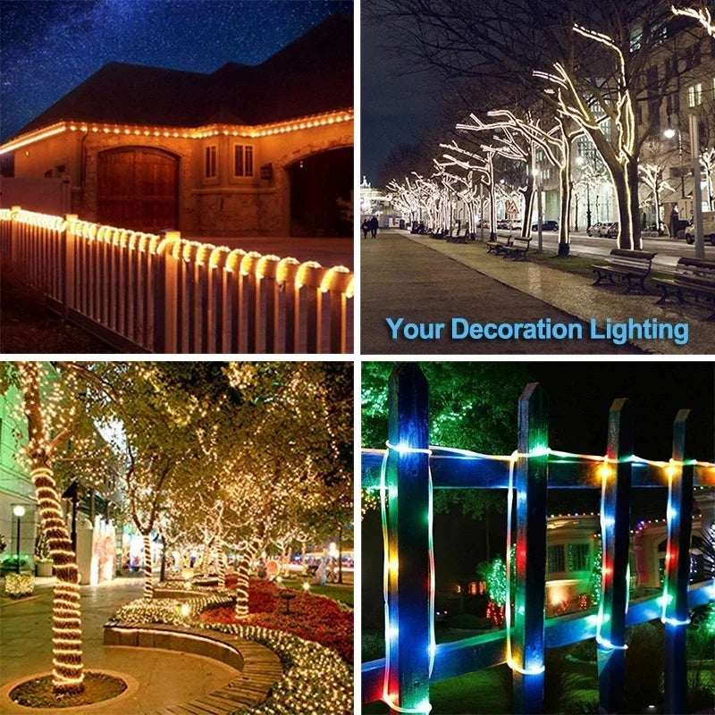 Solar rope lights outdoor for waterproof and flexible garden or patio lighting