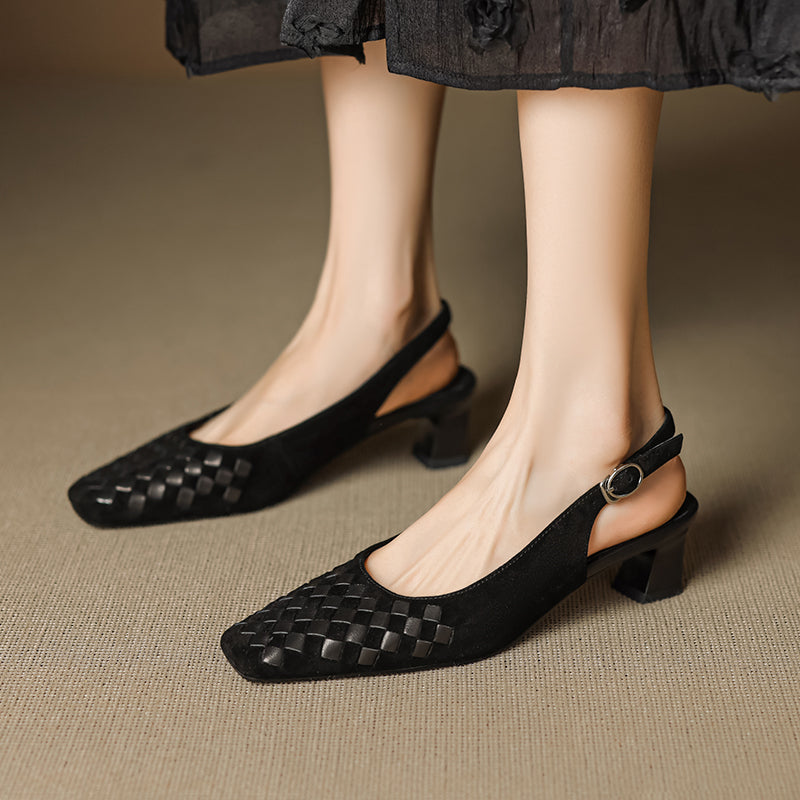 Handmade suede slingback sandals