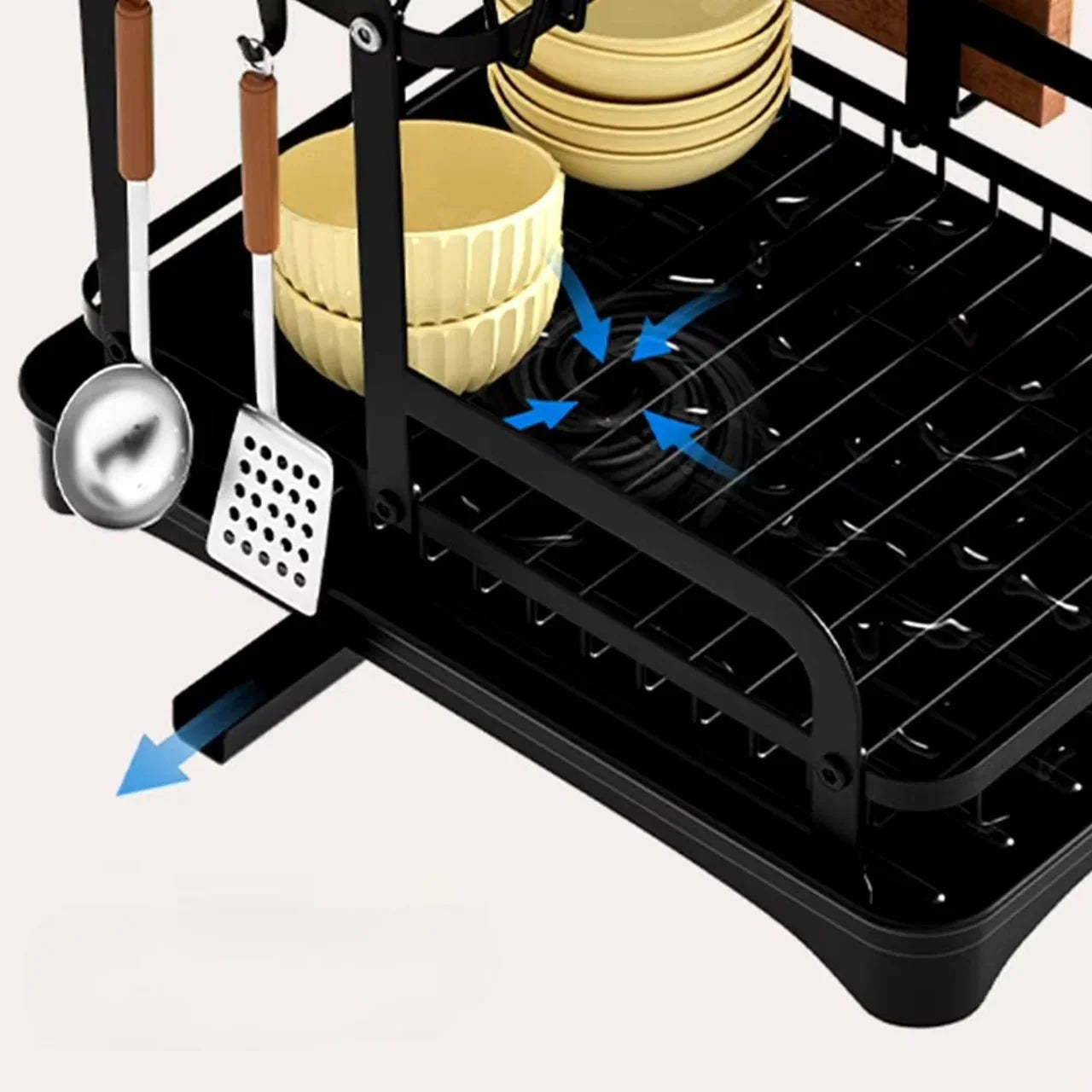 Stainless steel dish drying rack with utensil holder for kitchen

