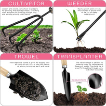 Stainless steel gardening tools set with ergonomic handles for durable garden work