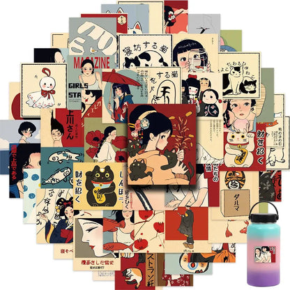 Stickers Vintage de Anime Japonés – Para Scrapbooking, Laptop y DIY