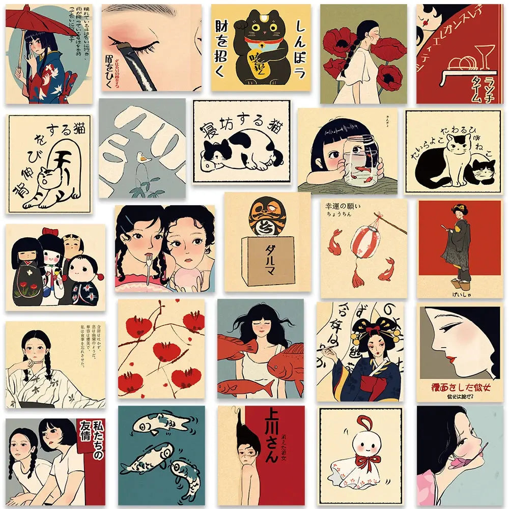 Stickers Vintage de Anime Japonés – Para Scrapbooking, Laptop y DIY