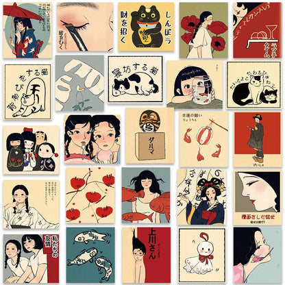 Stickers Vintage de Anime Japonés – Para Scrapbooking, Laptop y DIY