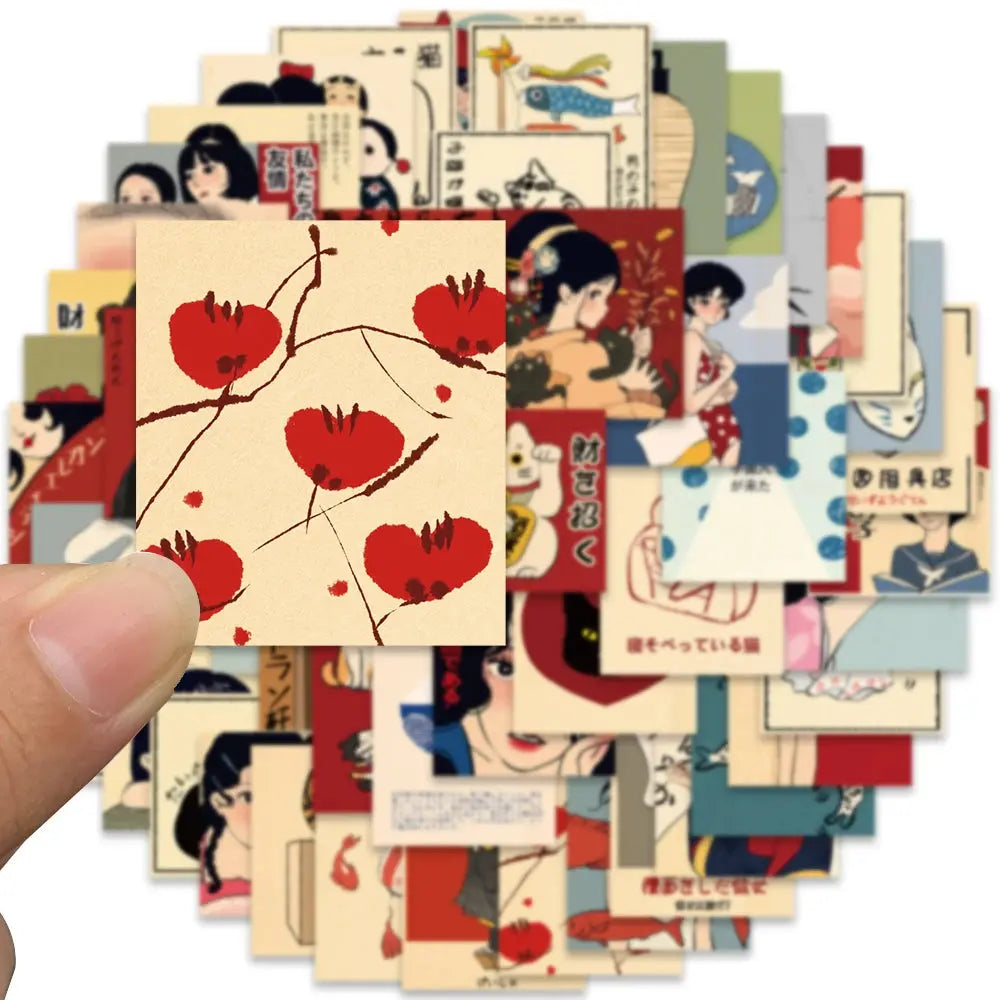 Stickers Vintage de Anime Japonés – Para Scrapbooking, Laptop y DIY