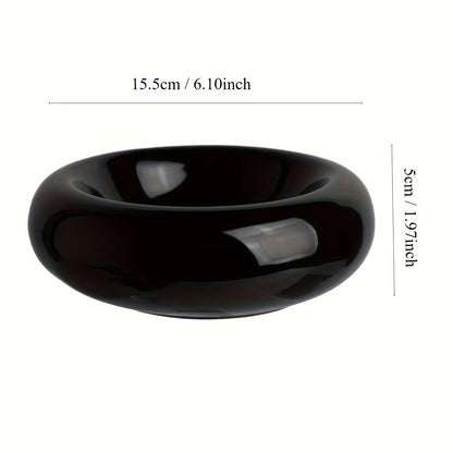 Stylish ceramic donut cat bowl with elevated non-slip base for feeding