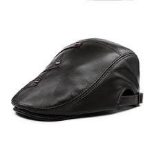 "Stylish leather beret for men in vintage black design"

