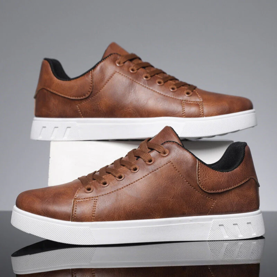 Stylish leather shoes with white sole 