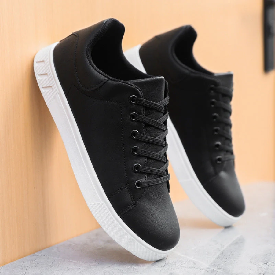 Stylish leather shoes with white sole 