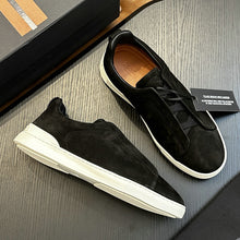 Suede flat sports sneakers