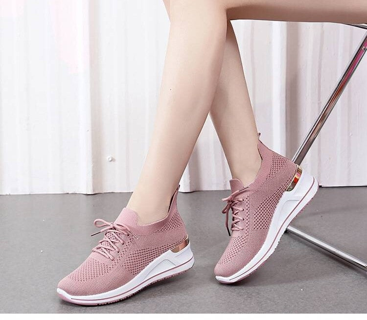Women wedge knit shoes