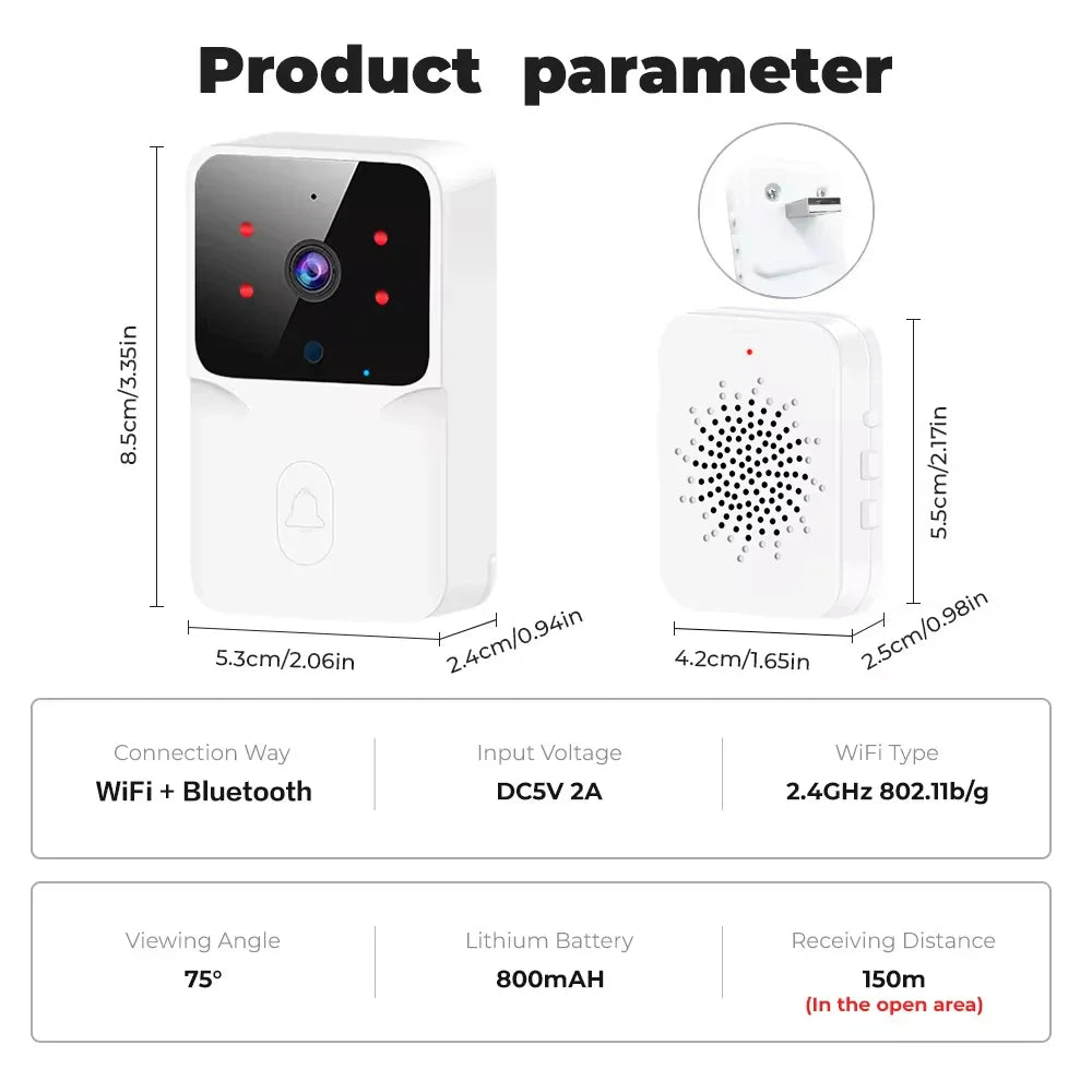 Tuya WiFi video doorbell with HD camera and smart home intercom