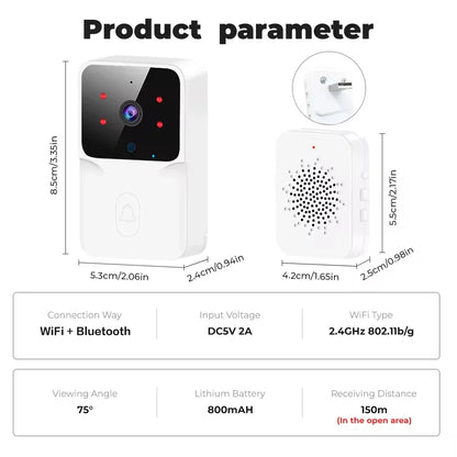 Tuya WiFi video doorbell with HD camera and smart home intercom