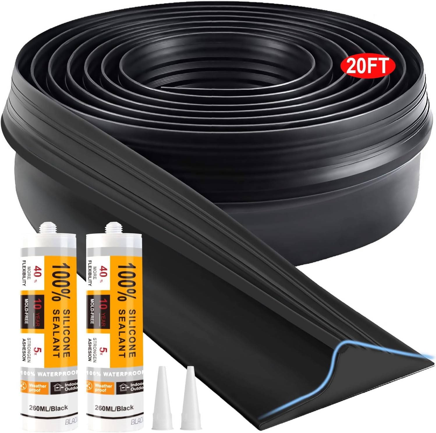 Universal Garage Door Threshold Seal Strip 20FT Kit,