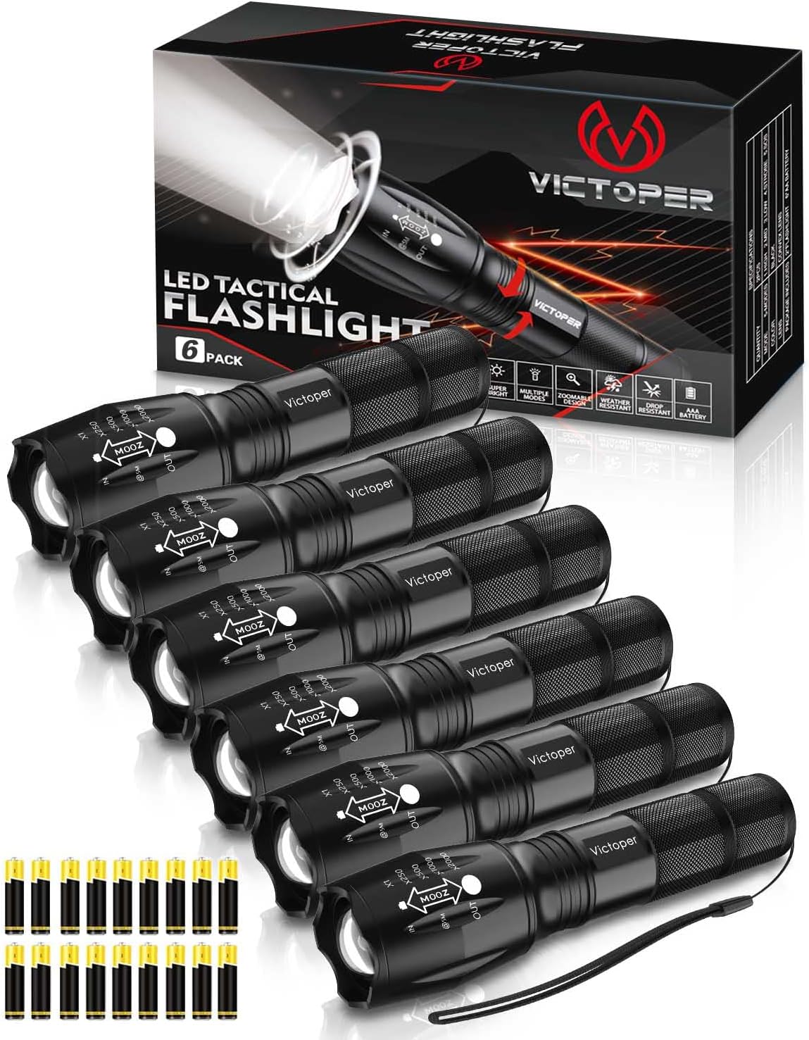 Victoper LED Flashlight 2 Pack 