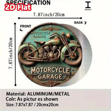 Vintage Aluminum Sign with retro motorcycle design for garage decor