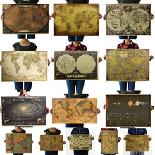 Vintage Map Wall Sticker with retro world and Middle Earth designs