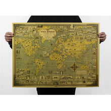 Vintage Map Wall Sticker with retro world and Middle Earth designs