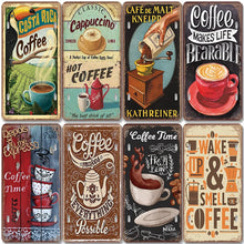 Vintage Metal Tin Sign with retro coffee time design for cafe decor
