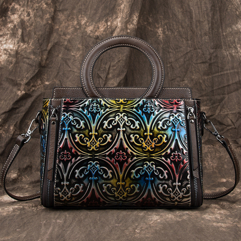 Embossed Cowhide Crossbody Bag