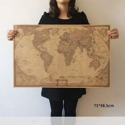 Vintage World Map Poster with antique design for home decor